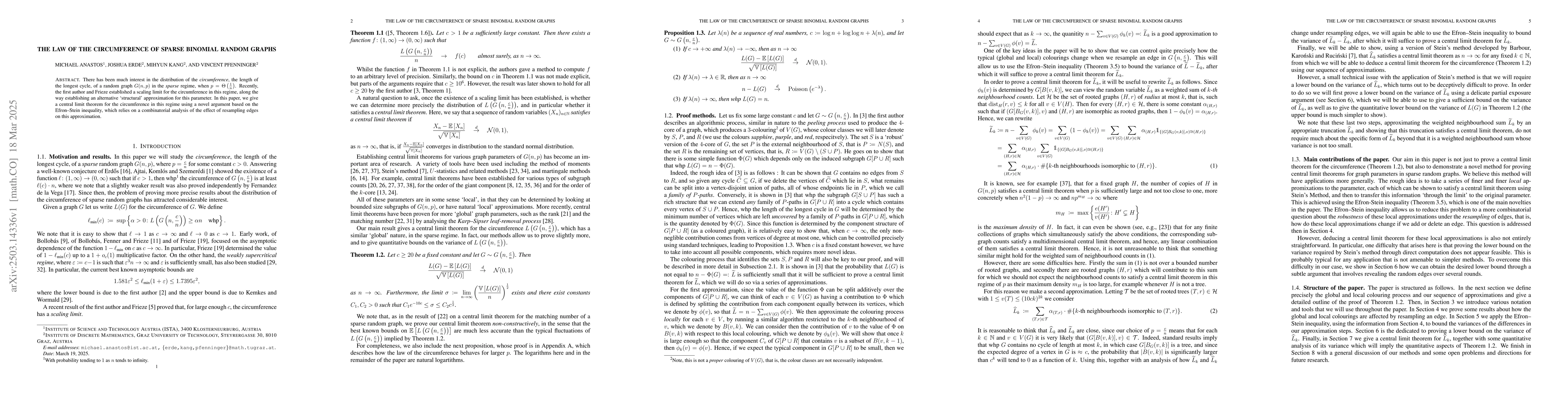 Thumbnail for The law of the circumference of sparse binomial random graphs