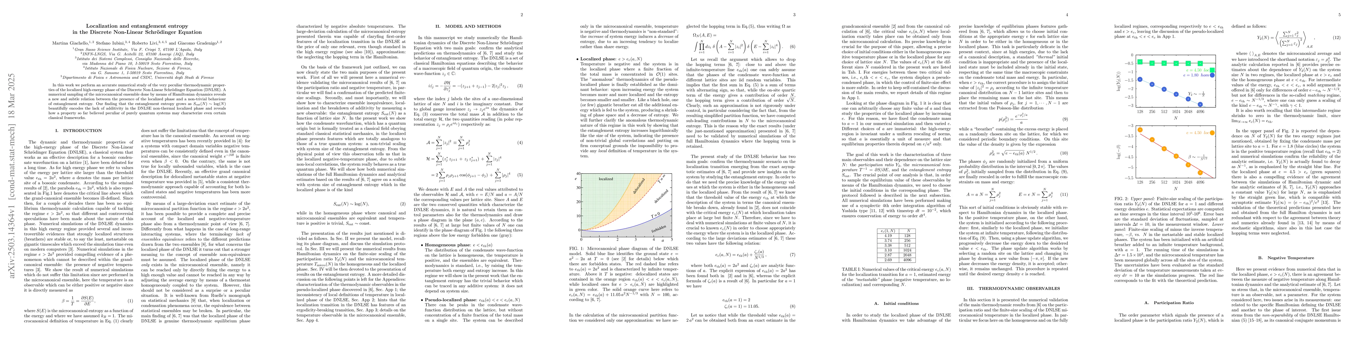 Thumbnail for Localization and entanglement entropy in the Discrete Non-Linear
  Schrödinger Equation
