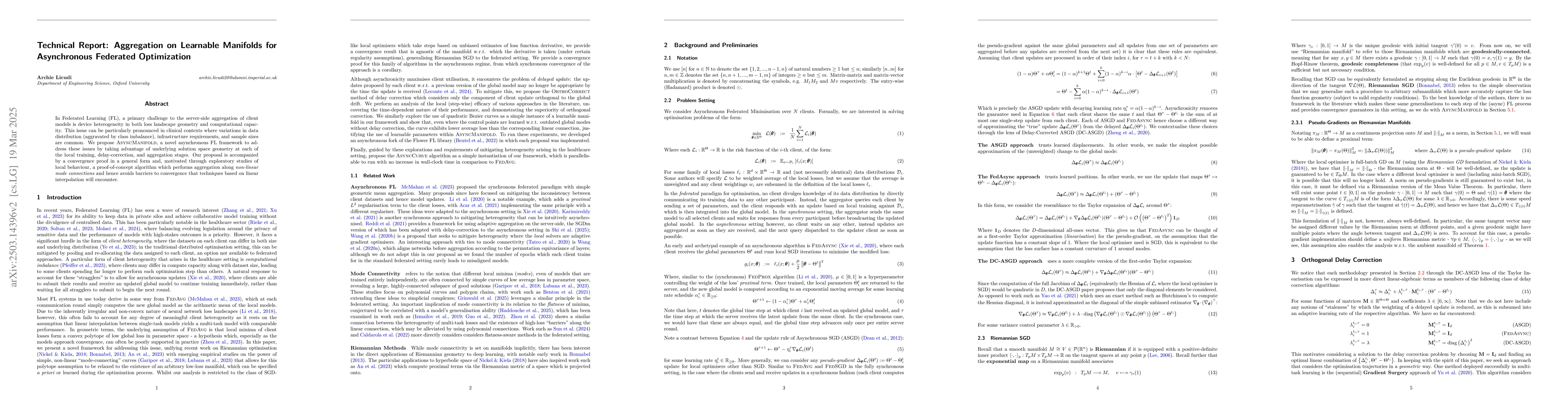 Thumbnail for Technical Report: Aggregation on Learnable Manifolds for Asynchronous
  Federated Optimization