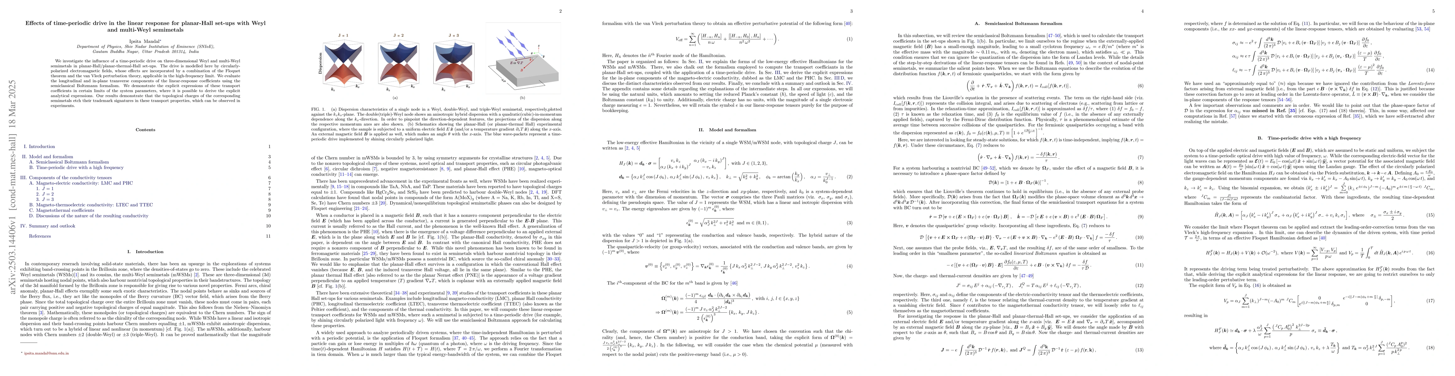 Thumbnail for Effects of time-periodic drive in the linear response for planar-Hall
  set-ups with Weyl and multi-Weyl semimetals