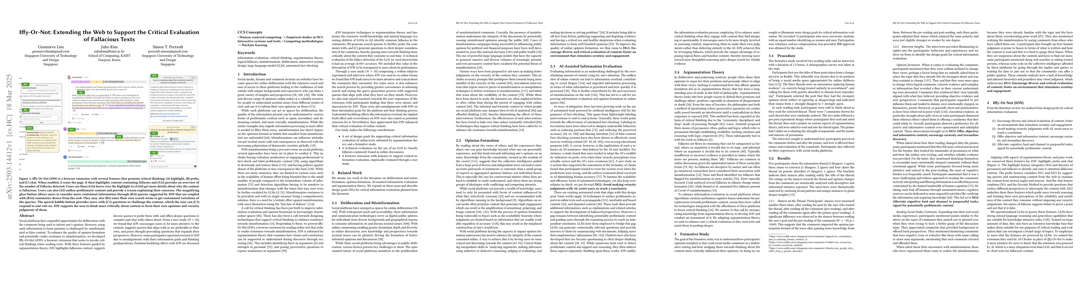 Thumbnail for Iffy-Or-Not: Extending the Web to Support the Critical Evaluation of
  Fallacious Texts