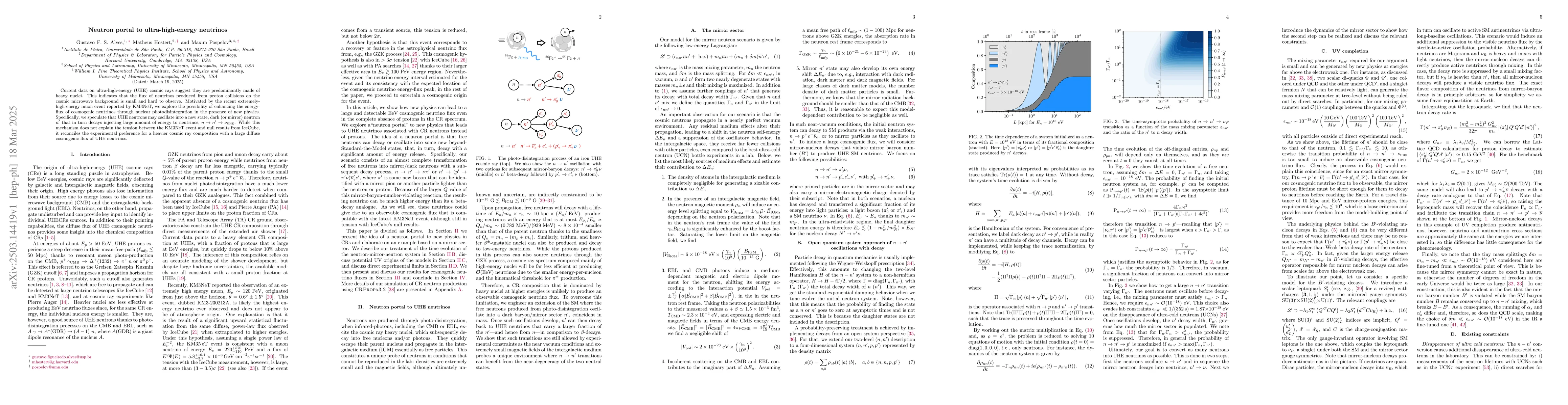 Thumbnail for Neutron portal to ultra-high-energy neutrinos
