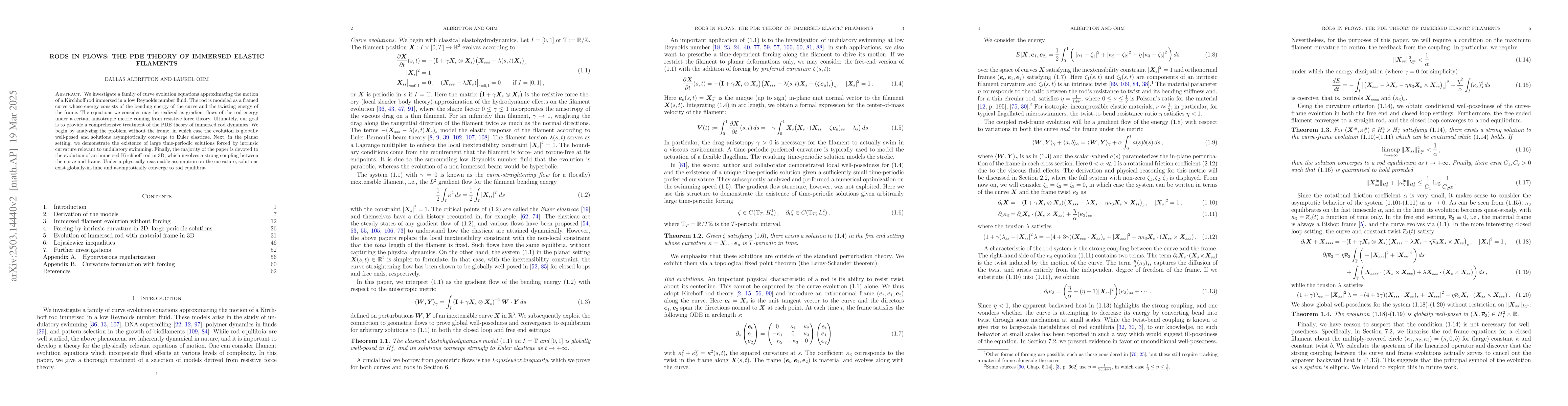Thumbnail for Rods in flows: the PDE theory of immersed elastic filaments