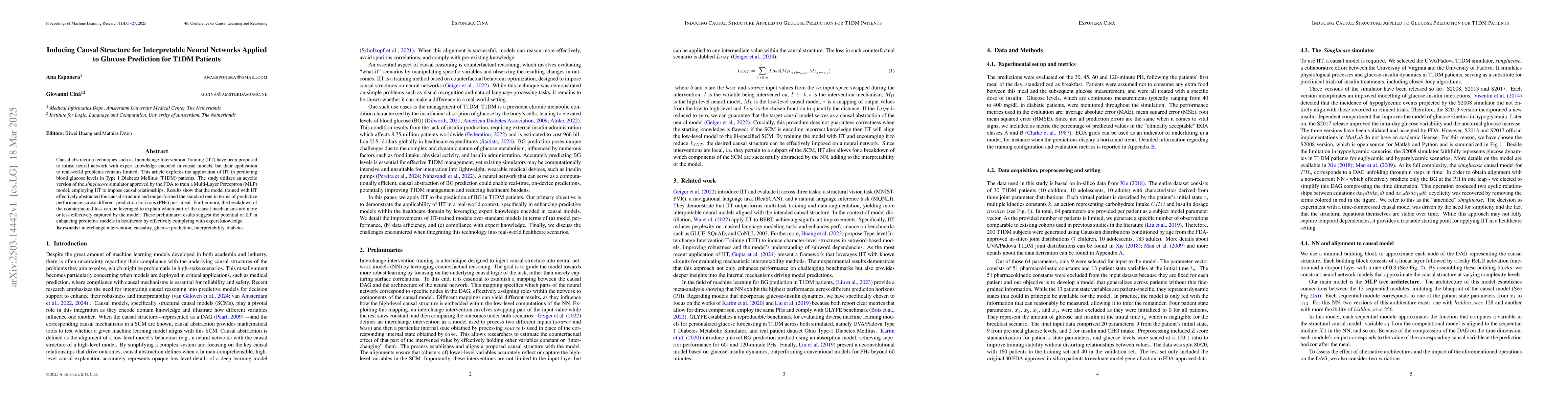 Thumbnail for Inducing Causal Structure for Interpretable Neural Networks Applied to
  Glucose Prediction for T1DM Patients