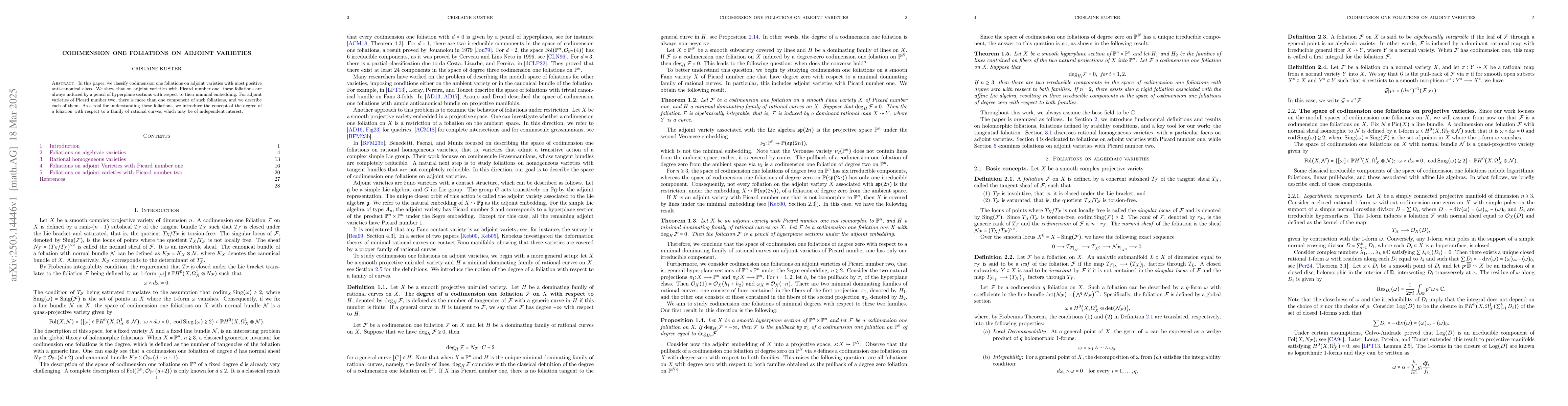 Thumbnail for Codimension one foliations on adjoint varieties