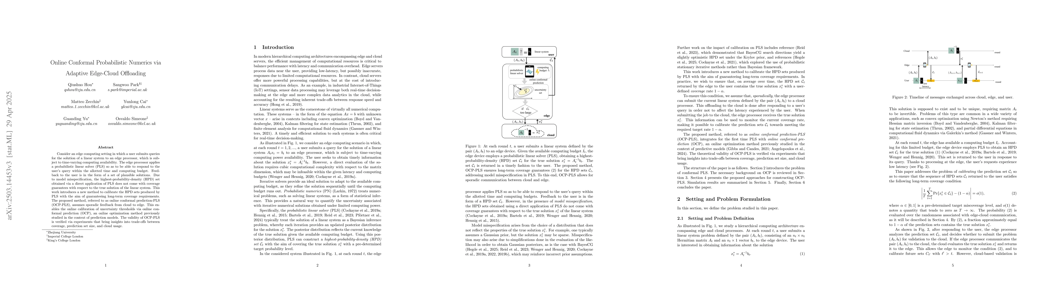 Thumbnail for Online Conformal Probabilistic Numerics via Adaptive Edge-Cloud
  Offloading