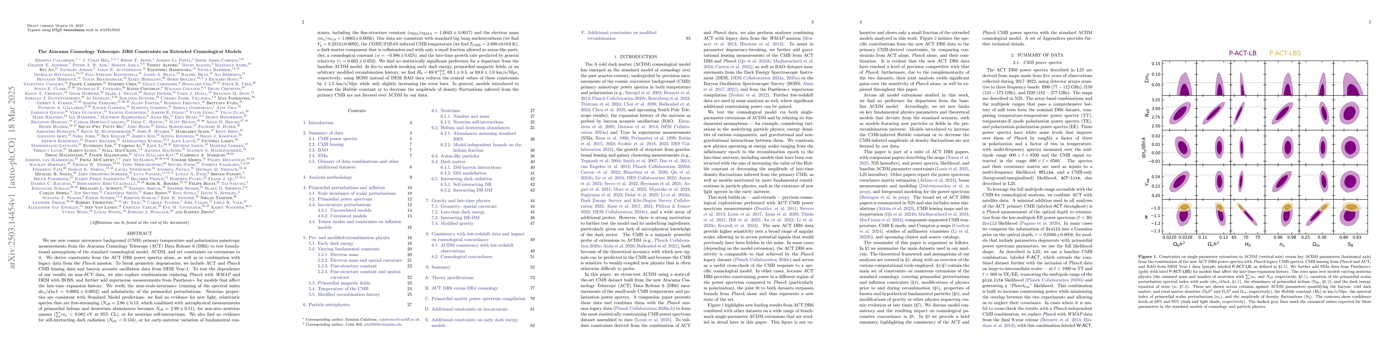 Thumbnail for The Atacama Cosmology Telescope: DR6 Constraints on Extended
  Cosmological Models