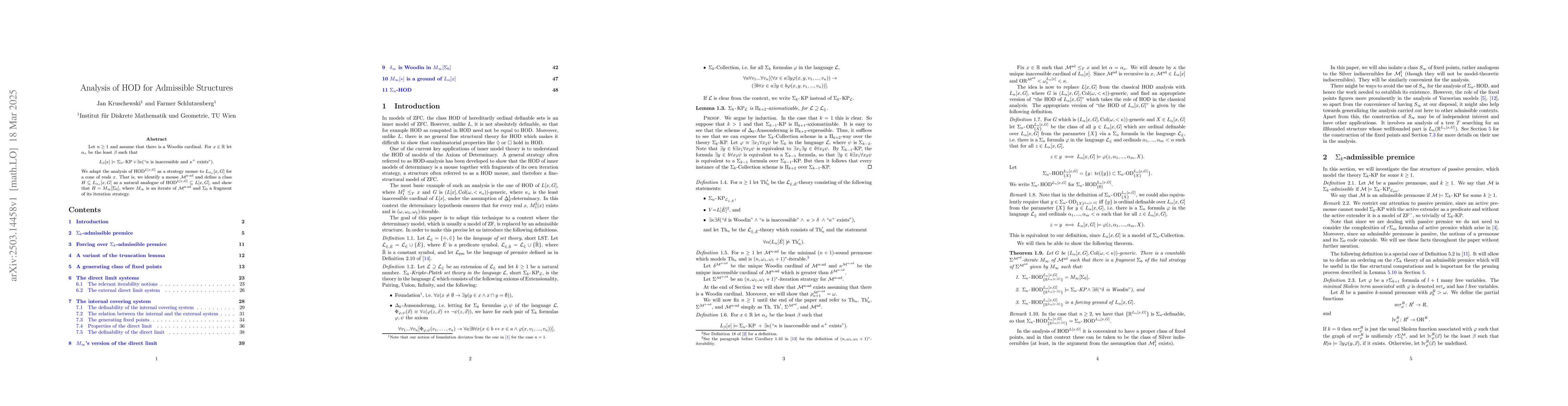 Thumbnail for Analysis of HOD for Admissible Structures