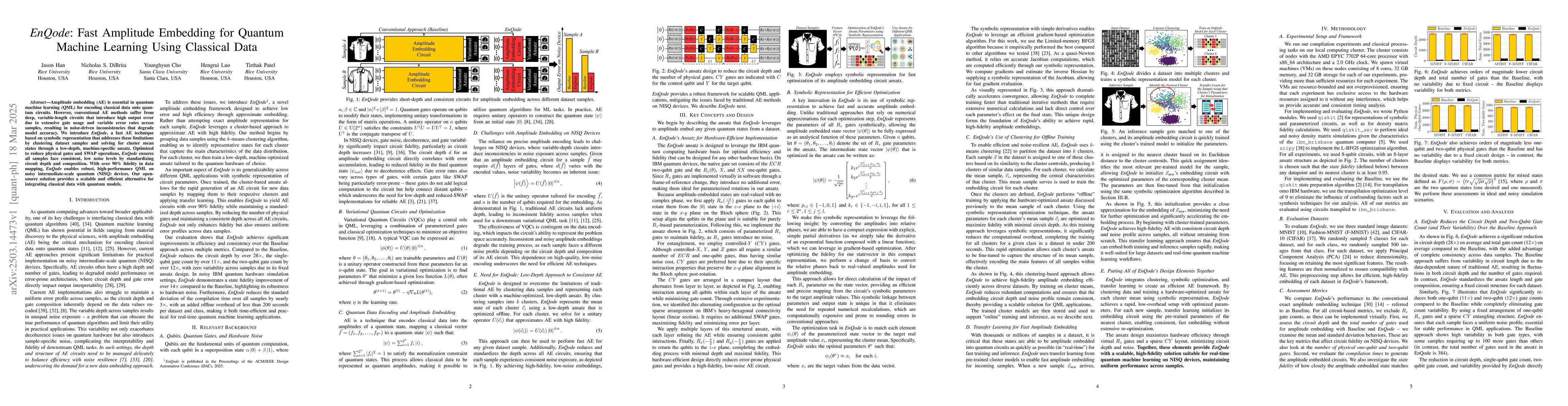 Thumbnail for EnQode: Fast Amplitude Embedding for Quantum Machine Learning Using
  Classical Data