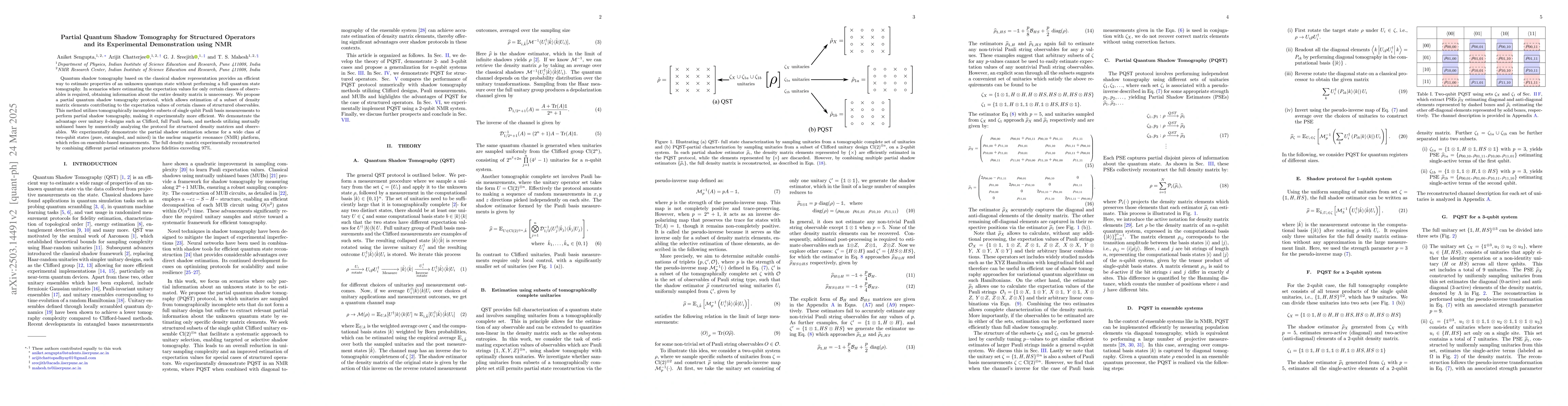 Thumbnail for Partial Quantum Shadow Tomography for Structured Operators and its
  Experimental Demonstration using NMR
