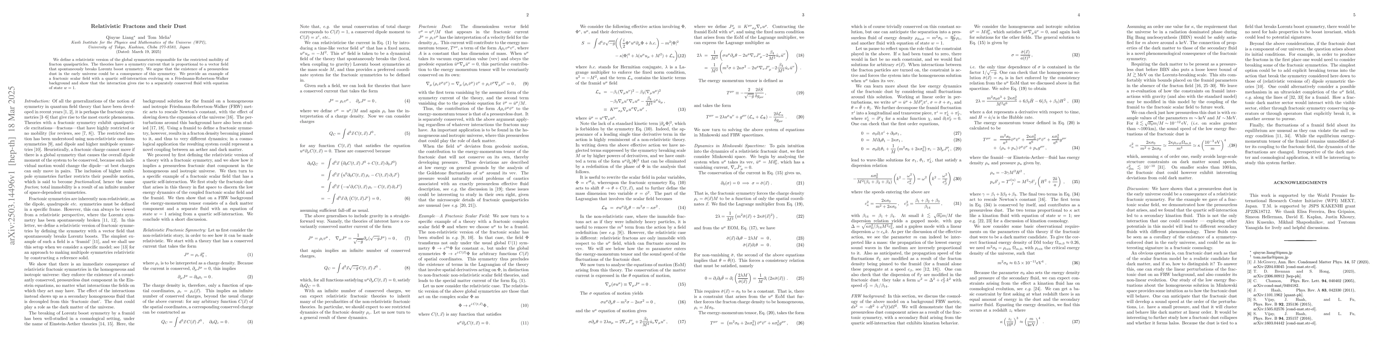 Thumbnail for Relativistic Fractons and their Dust