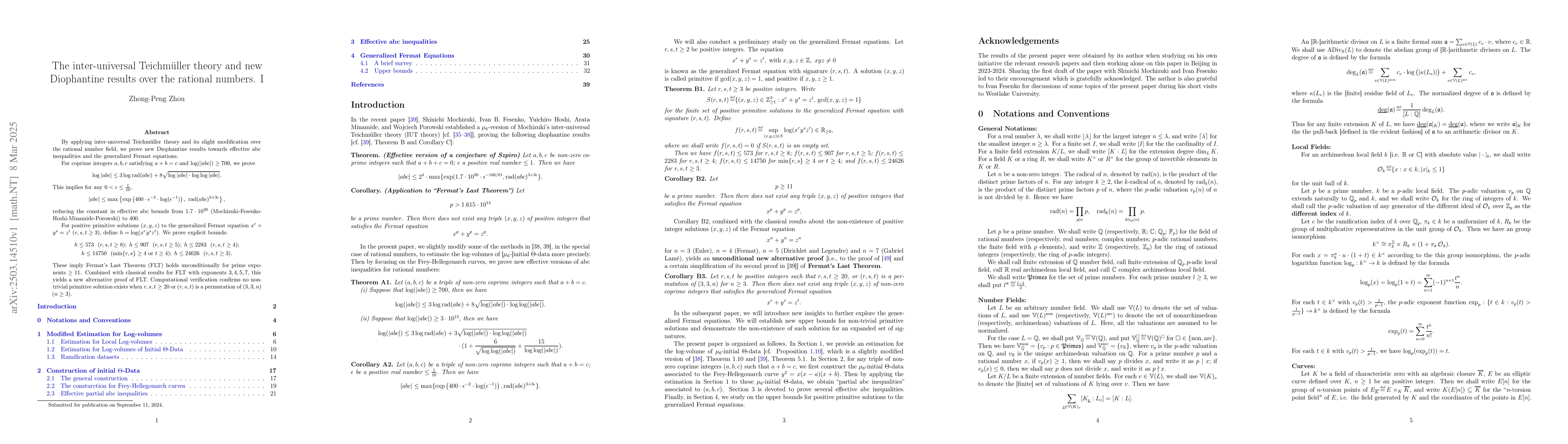 Thumbnail for The inter-universal TeichmĂźller theory and new Diophantine results
  over the rational numbers. I