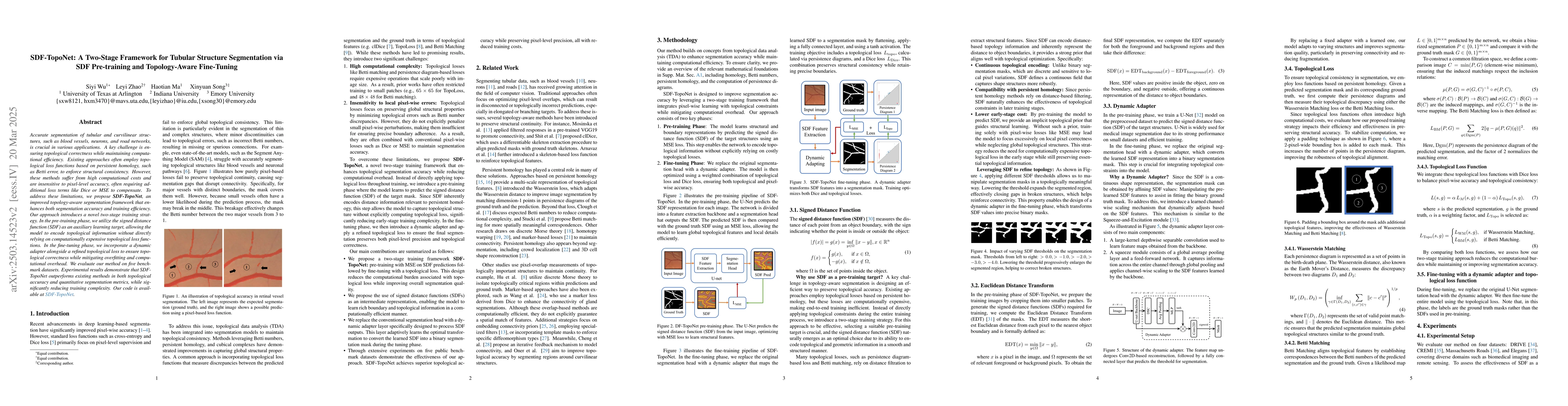 Thumbnail for SDF-TopoNet: A Two-Stage Framework for Tubular Structure Segmentation
  via SDF Pre-training and Topology-Aware Fine-Tuning