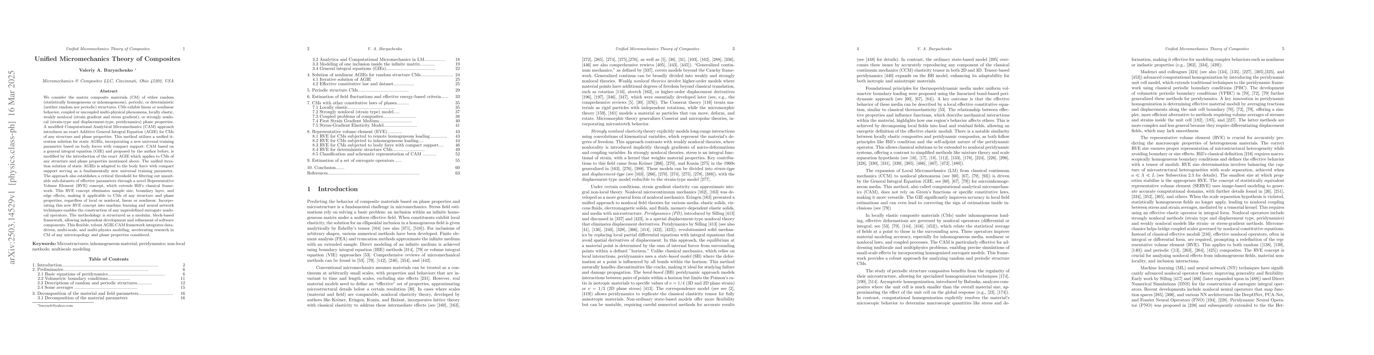Thumbnail for Unified Micromechanics Theory of Composites