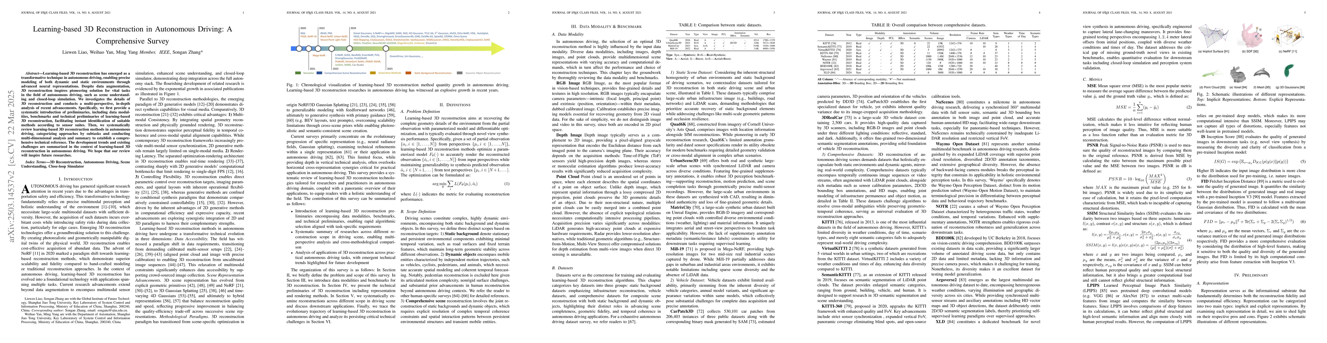 Thumbnail for Learning-based 3D Reconstruction in Autonomous Driving: A Comprehensive
  Survey