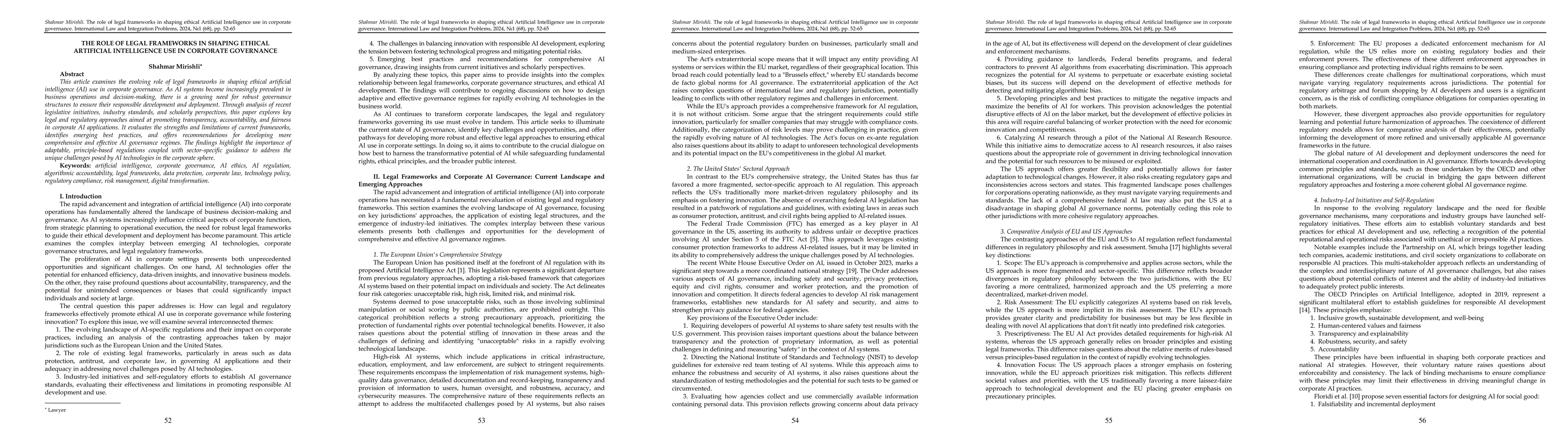 Thumbnail for The Role of Legal Frameworks in Shaping Ethical Artificial Intelligence
  Use in Corporate Governance