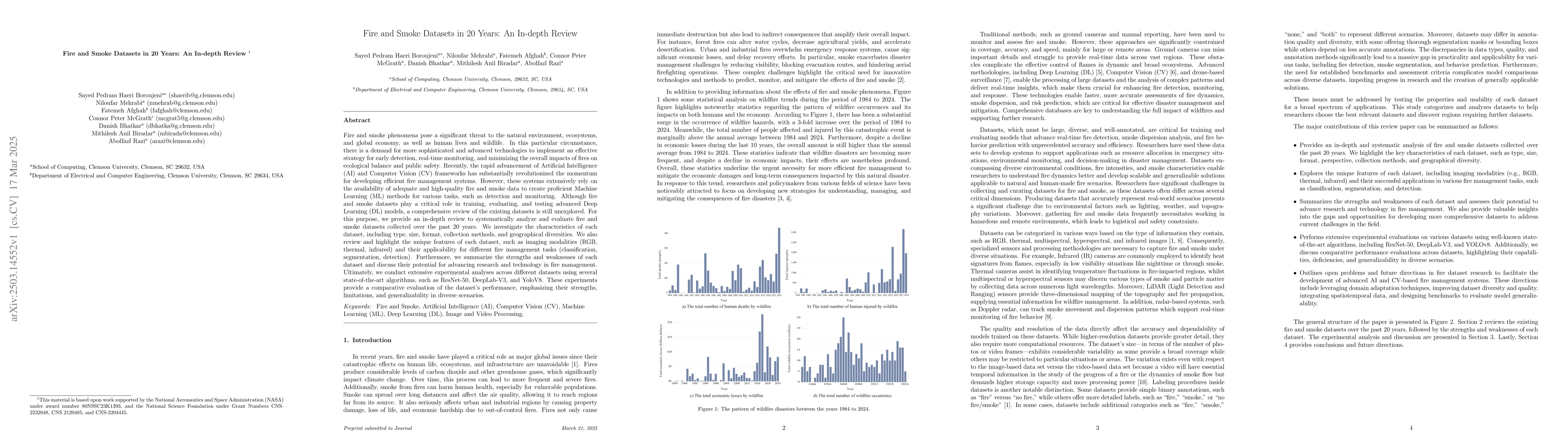 Thumbnail for Fire and Smoke Datasets in 20 Years: An In-depth Review
