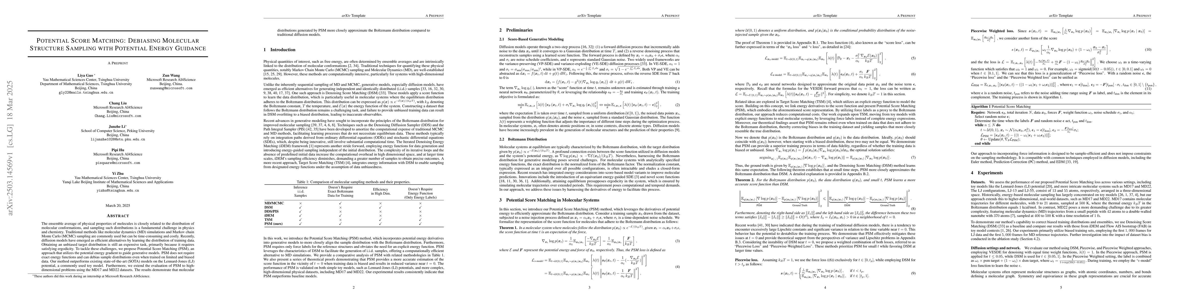 Thumbnail for Potential Score Matching: Debiasing Molecular Structure Sampling with
  Potential Energy Guidance