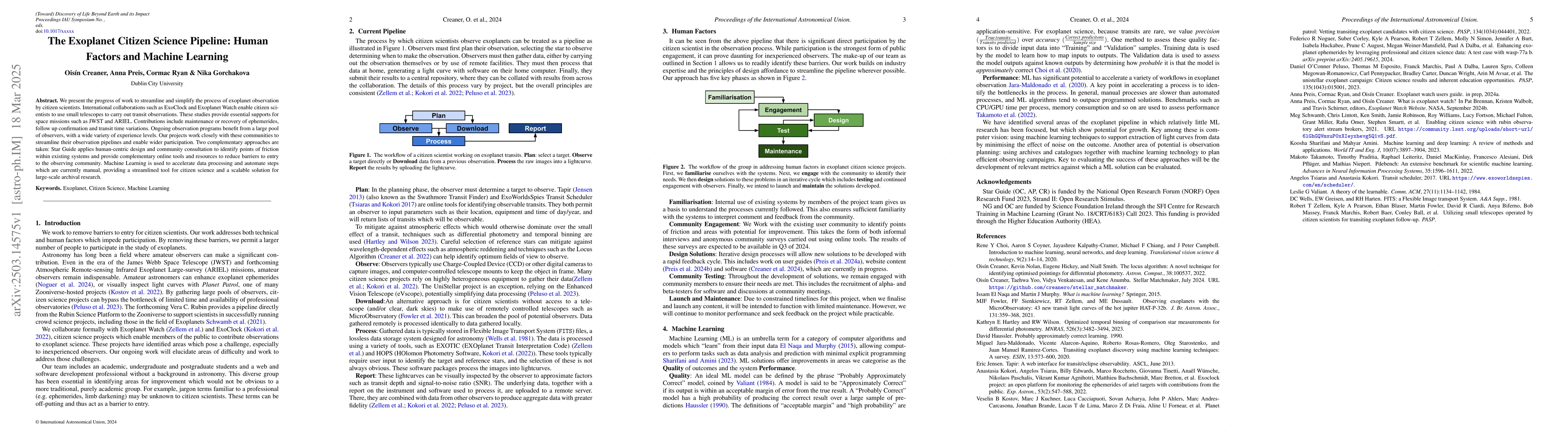 Thumbnail for The Exoplanet Citizen Science Pipeline: Human Factors and Machine
  Learning