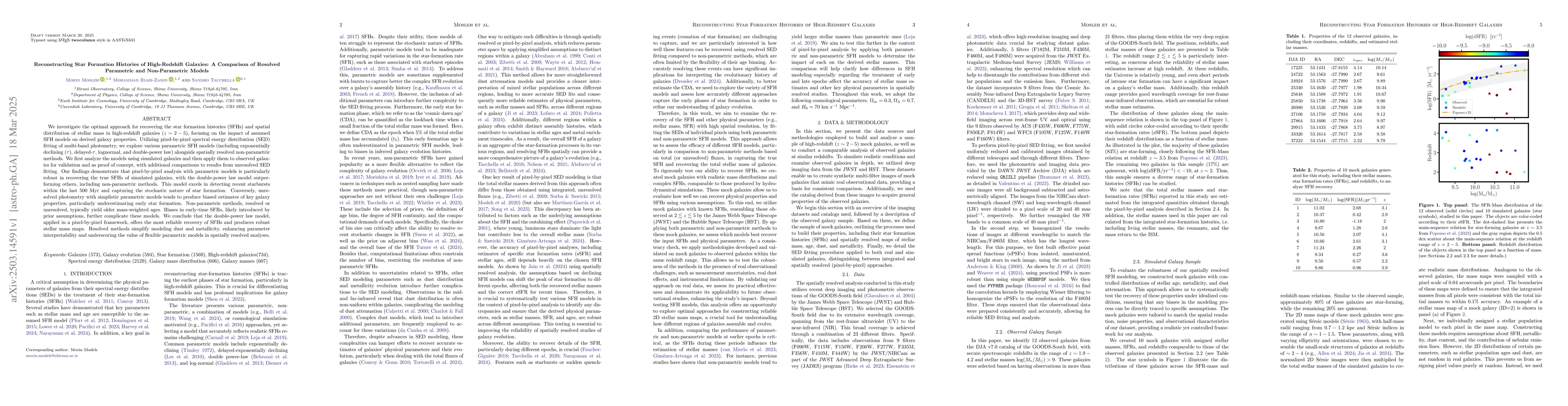 Thumbnail for Reconstructing Star Formation Histories of High-Redshift Galaxies: A
  Comparison of Resolved Parametric and Non-Parametric Models