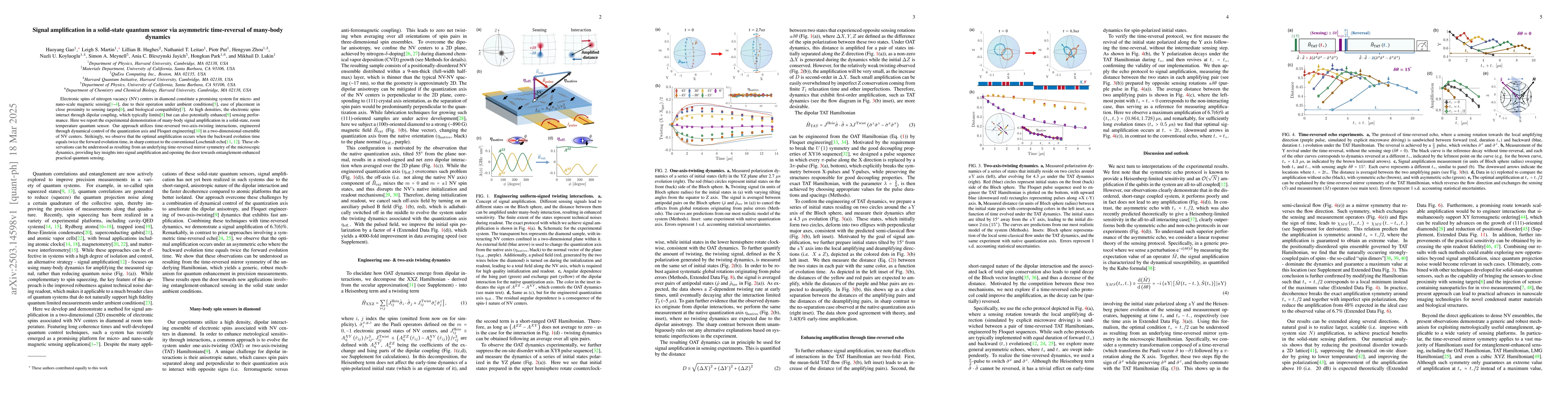 Thumbnail for Signal amplification in a solid-state quantum sensor via asymmetric
  time-reversal of many-body dynamics