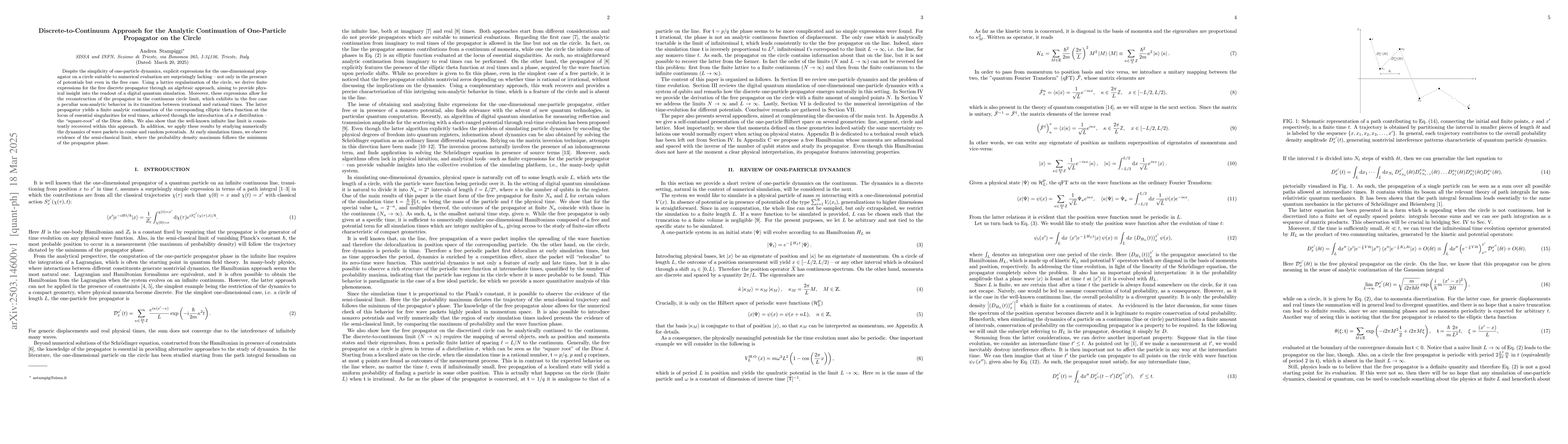Thumbnail for Discrete-to-Continuum Approach for the Analytic Continuation of
  One-Particle Propagator on the Circle