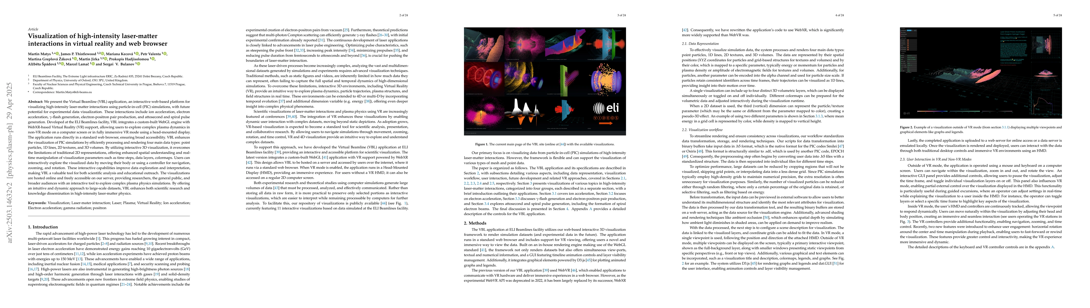 Thumbnail for Virtual reality and web browser visualization of high-intensity
  laser-matter interactions