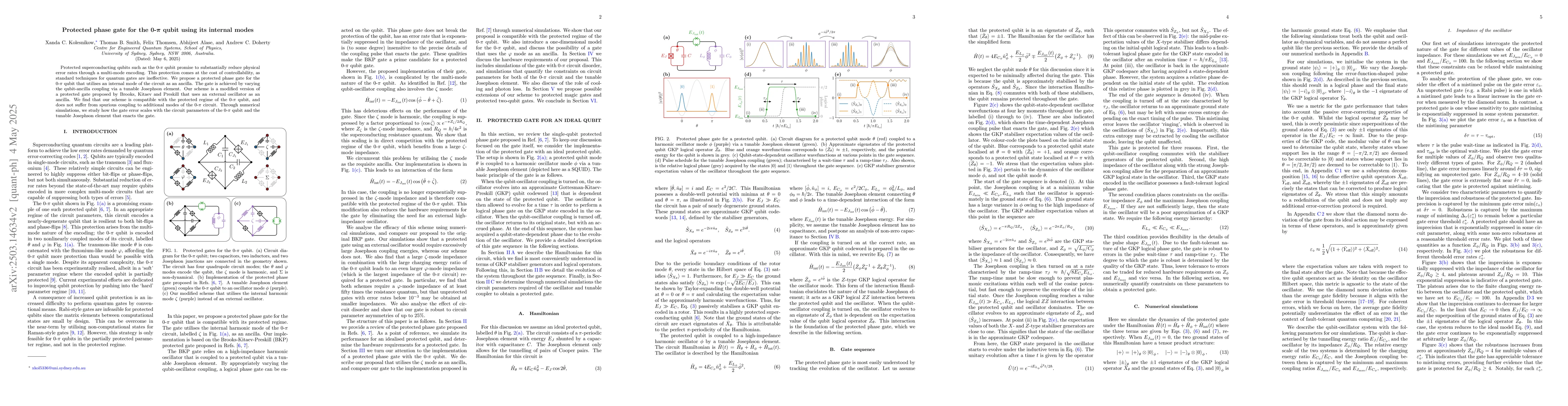 Thumbnail for Protected phase gate for the $0$-$π$ qubit using its internal modes