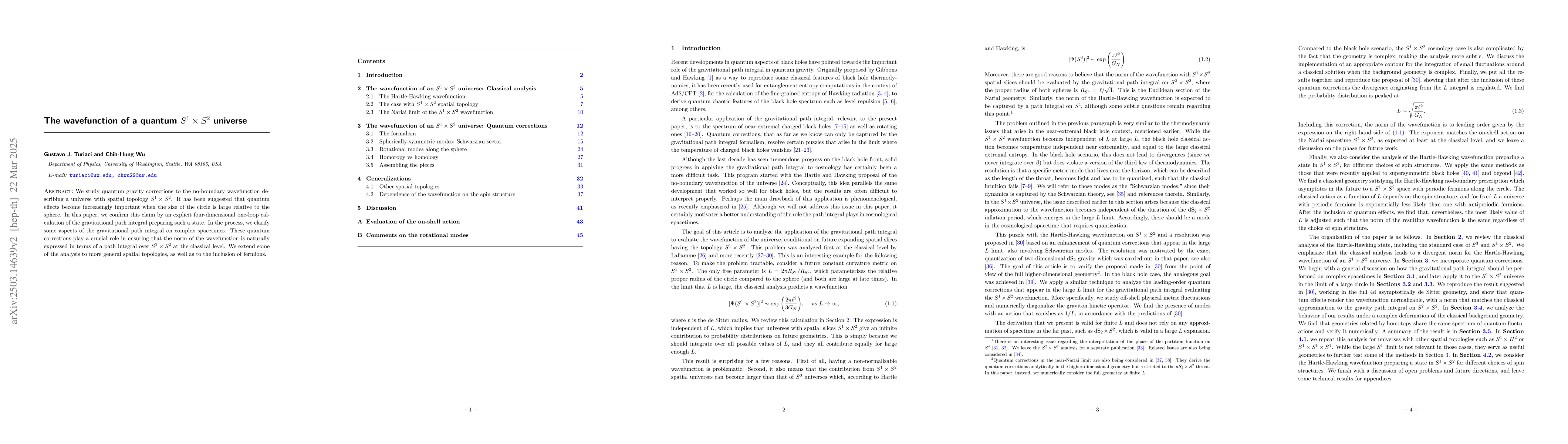 Thumbnail for The wavefunction of a quantum $S^1 \times S^2$ universe