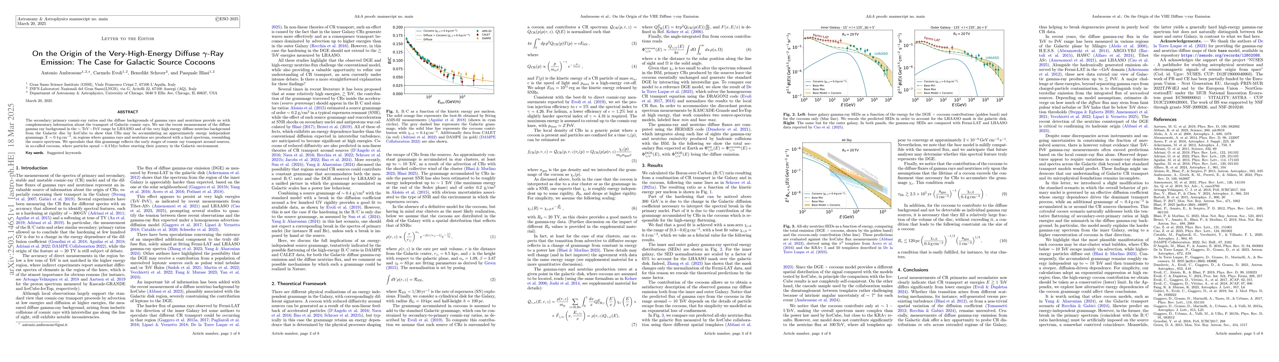 Thumbnail for On the Origin of the Very-High-Energy Diffuse $γ$-Ray Emission: The
  Case for Galactic Source Cocoons