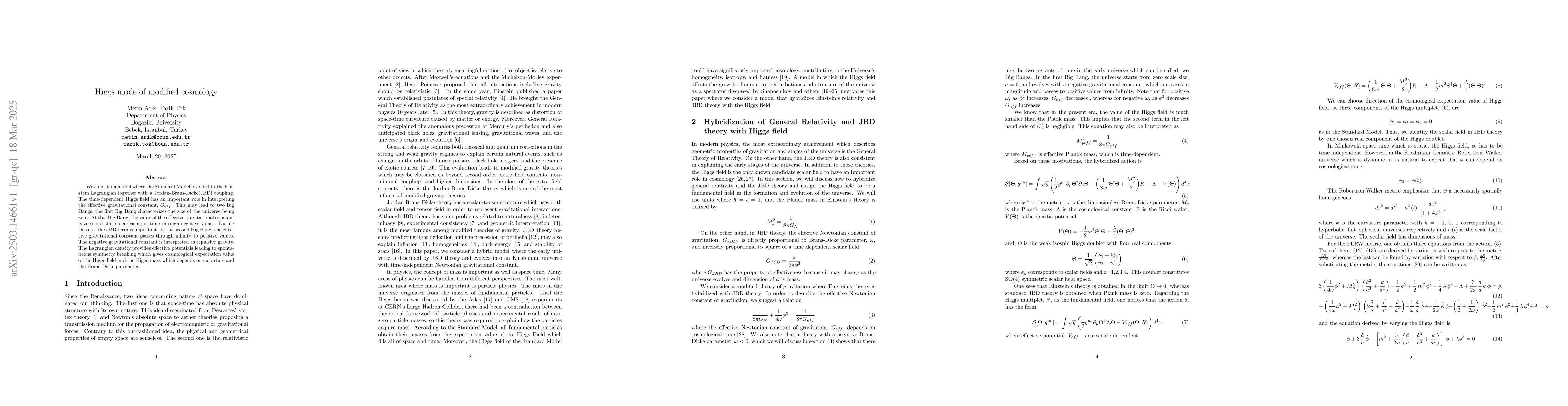 Thumbnail for Higgs mode of modified cosmology
