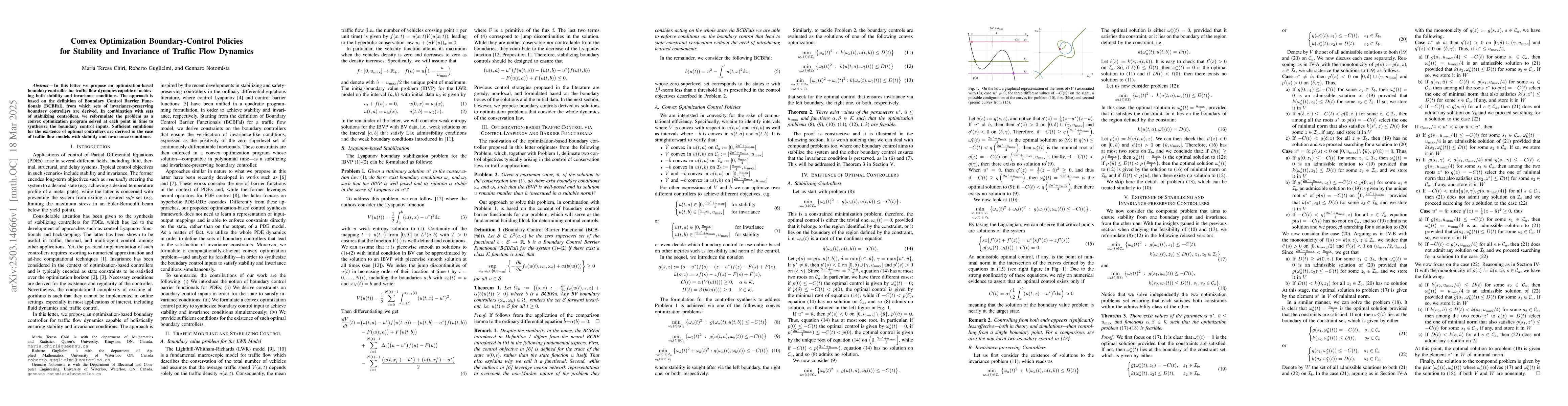Thumbnail for Convex Optimization Boundary-Control Policies for Stability and
  Invariance of Traffic Flow Dynamics