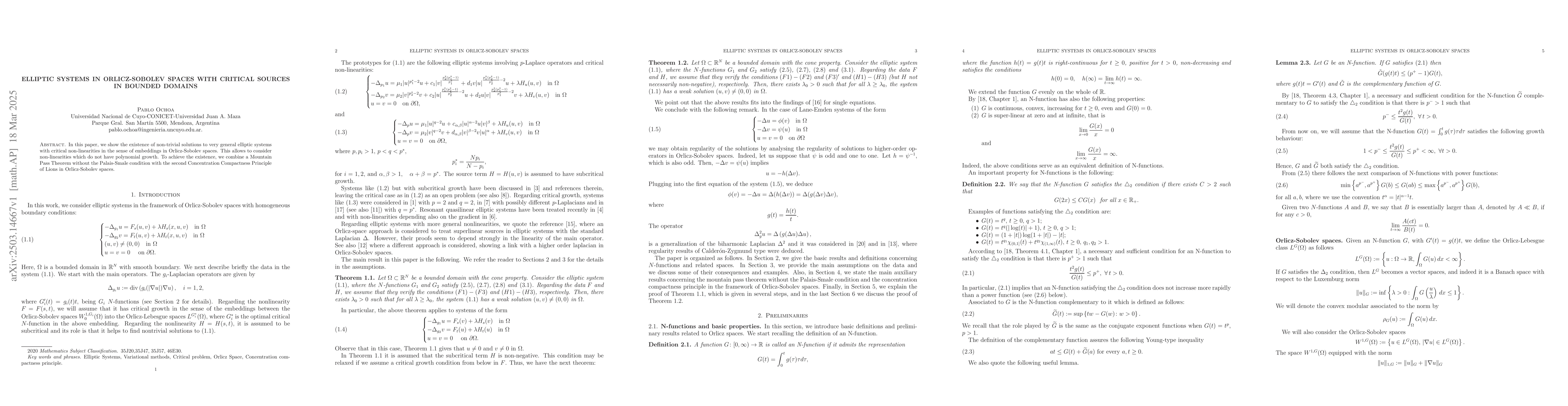 Thumbnail for Elliptic systems in Orlicz-Sobolev spaces with critical sources in
  bounded domains