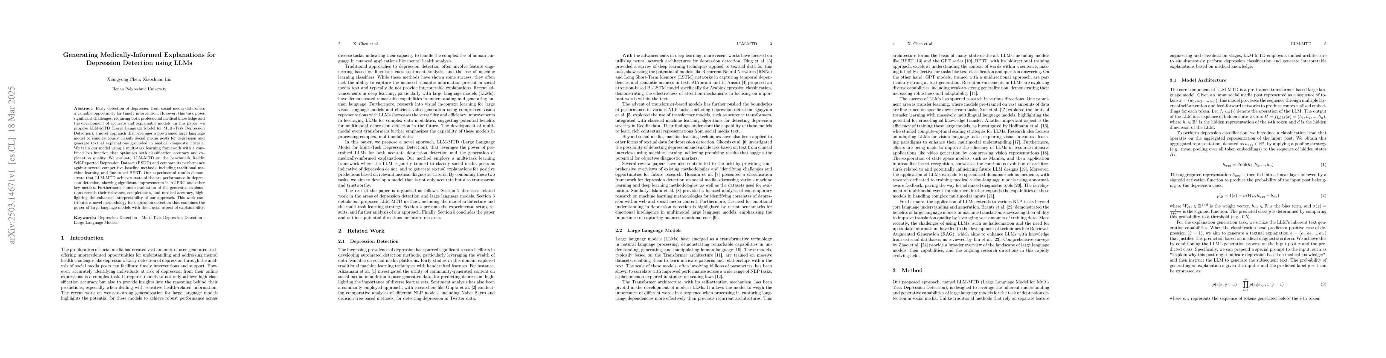 Thumbnail for Generating Medically-Informed Explanations for Depression Detection
  using LLMs
