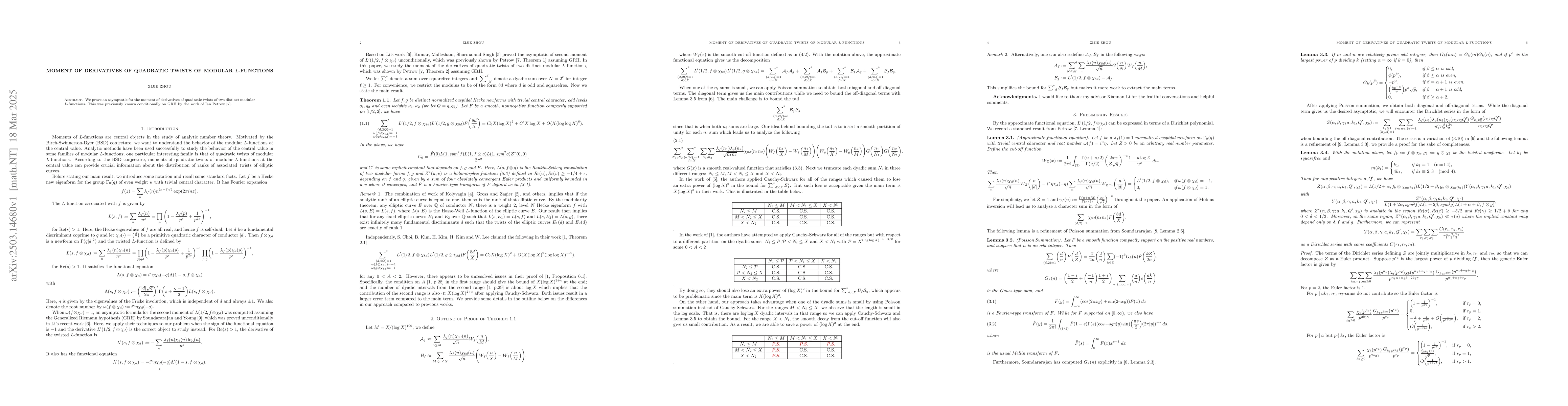 Thumbnail for Moment of Derivatives of Quadratic Twists of Modular $L$-Functions