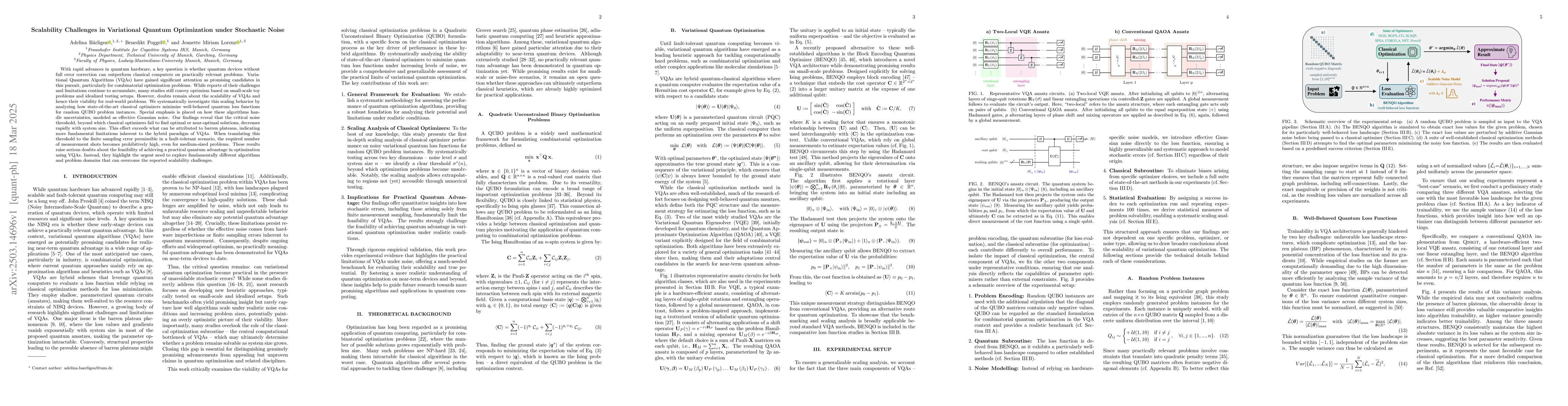 Thumbnail for Scalability Challenges in Variational Quantum Optimization under
  Stochastic Noise