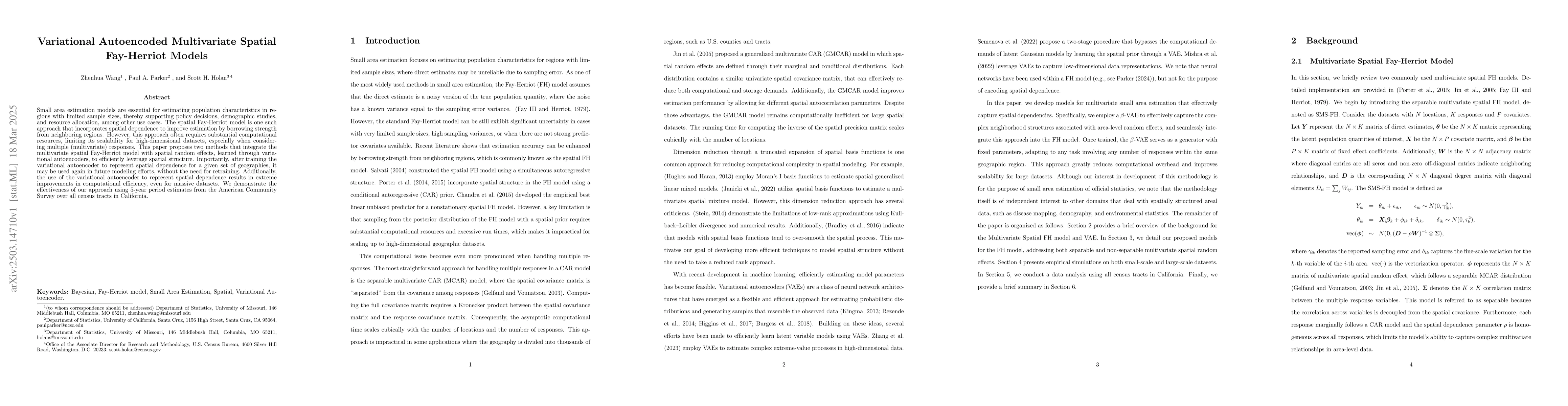 Thumbnail for Variational Autoencoded Multivariate Spatial Fay-Herriot Models