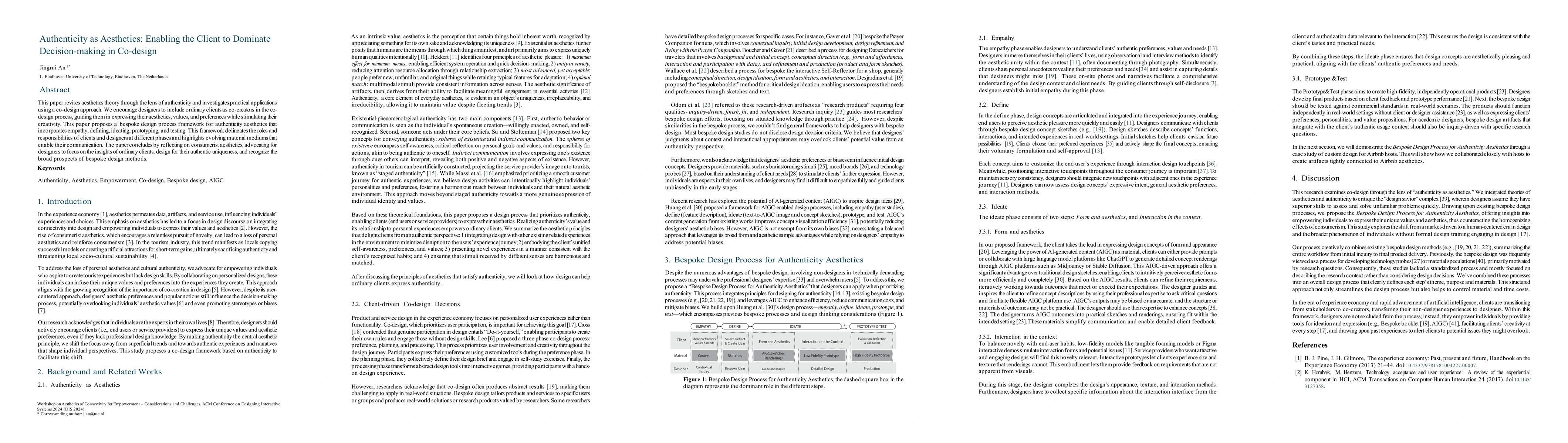 Thumbnail for Authenticity as Aesthetics: Enabling the Client to Dominate
  Decision-making in Co-design