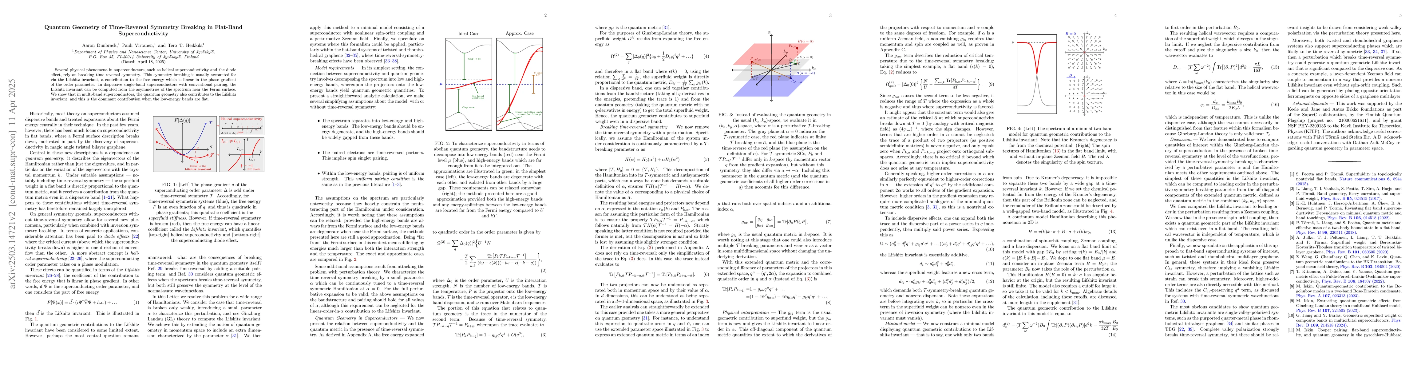 Thumbnail for Quantum Geometry of Time-Reversal Symmetry Breaking in Flat-Band
  Superconductivity