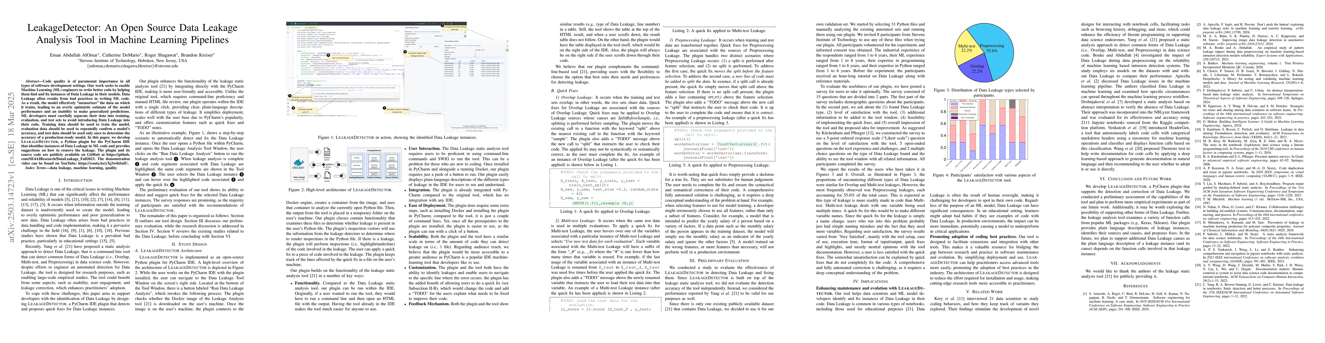 Thumbnail for LeakageDetector: An Open Source Data Leakage Analysis Tool in Machine
  Learning Pipelines