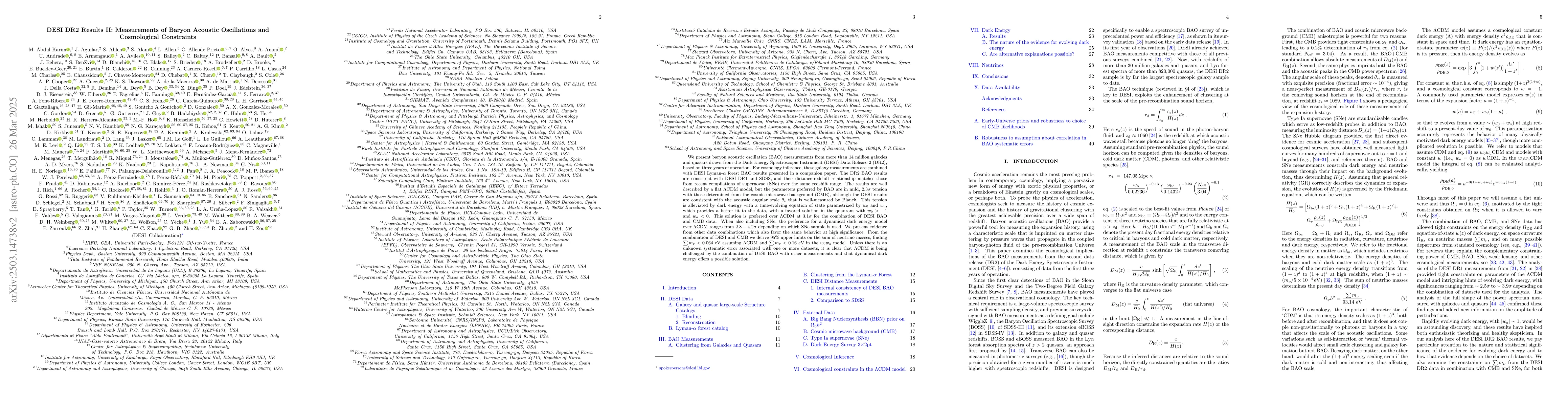 Thumbnail for DESI DR2 Results II: Measurements of Baryon Acoustic Oscillations and
  Cosmological Constraints