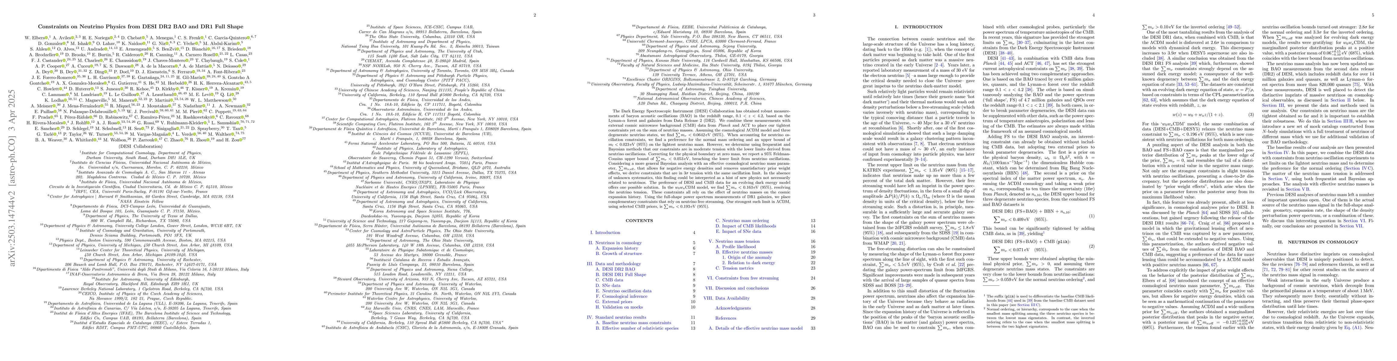 Thumbnail for Constraints on Neutrino Physics from DESI DR2 BAO and DR1 Full Shape