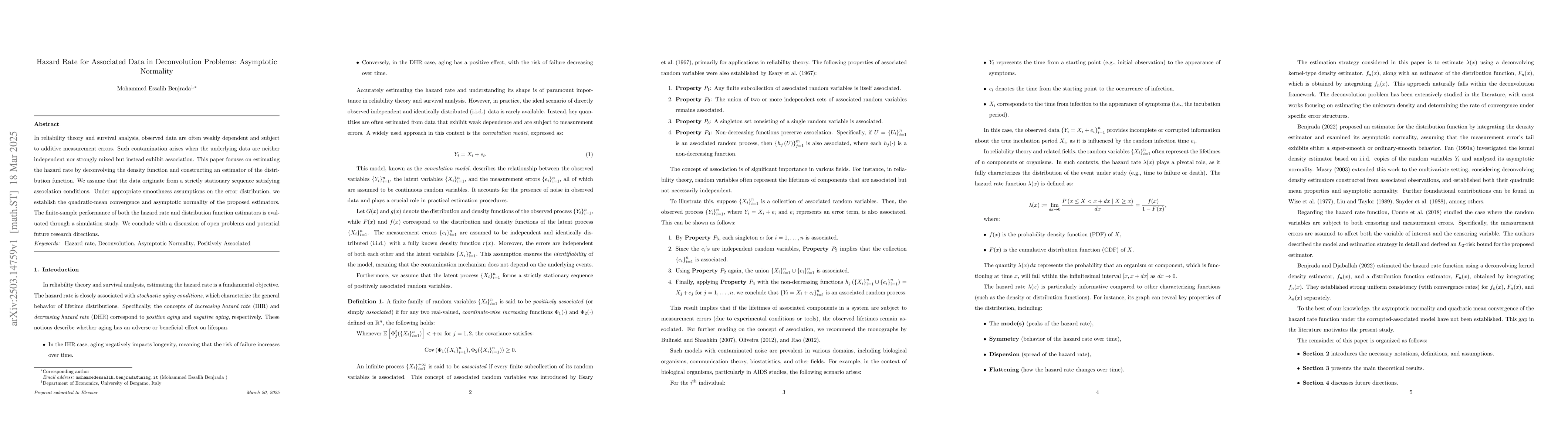 Thumbnail for Hazard Rate for Associated Data in Deconvolution Problems: Asymptotic
  Normality