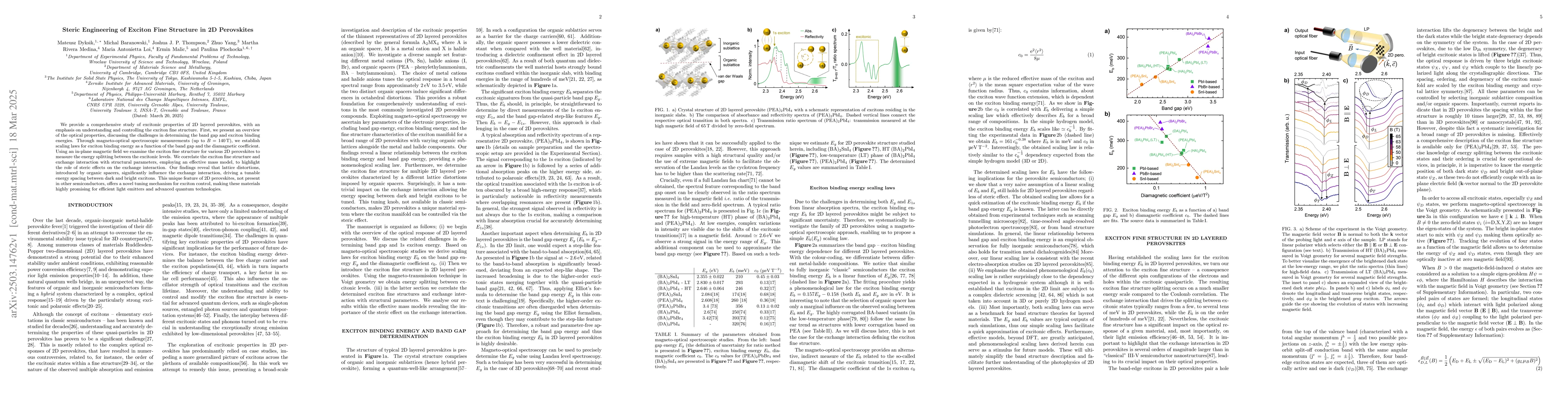 Thumbnail for Steric Engineering of Exciton Fine Structure in 2D Perovskites