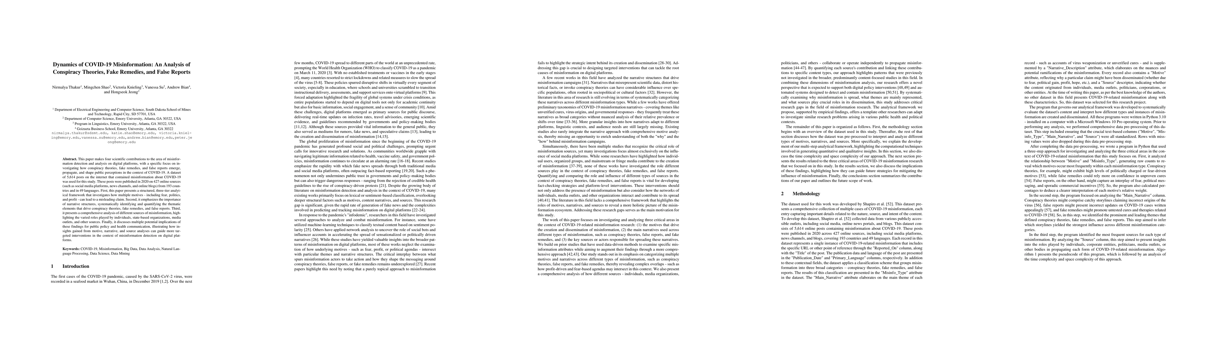 Thumbnail for Dynamics of COVID-19 Misinformation: An Analysis of Conspiracy Theories,
  Fake Remedies, and False Reports