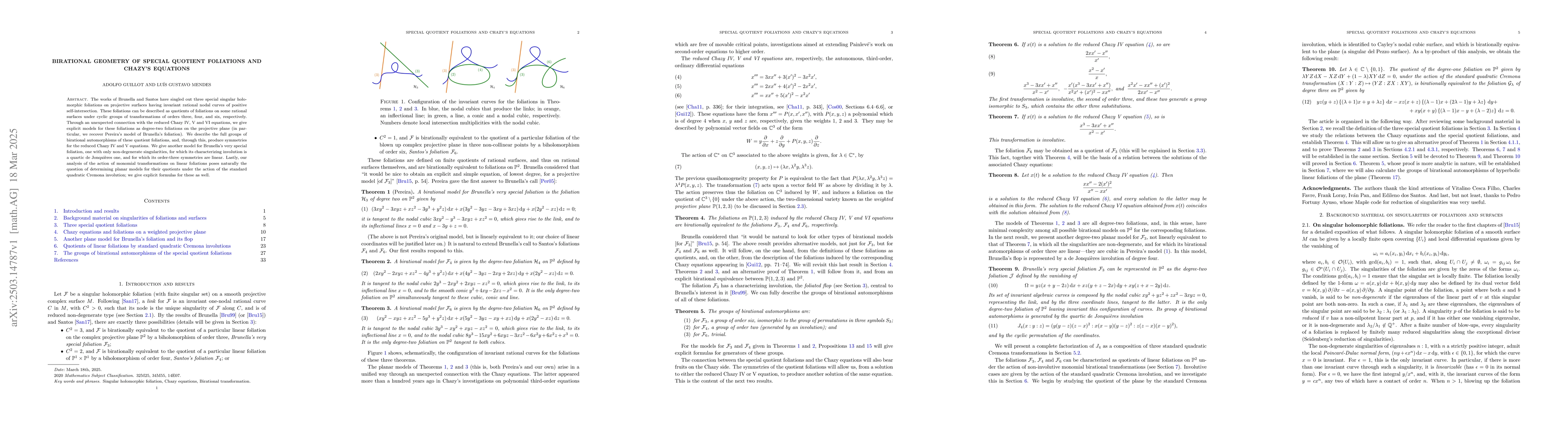 Thumbnail for Birational Geometry of Special Quotient Foliations and Chazy's Equations
