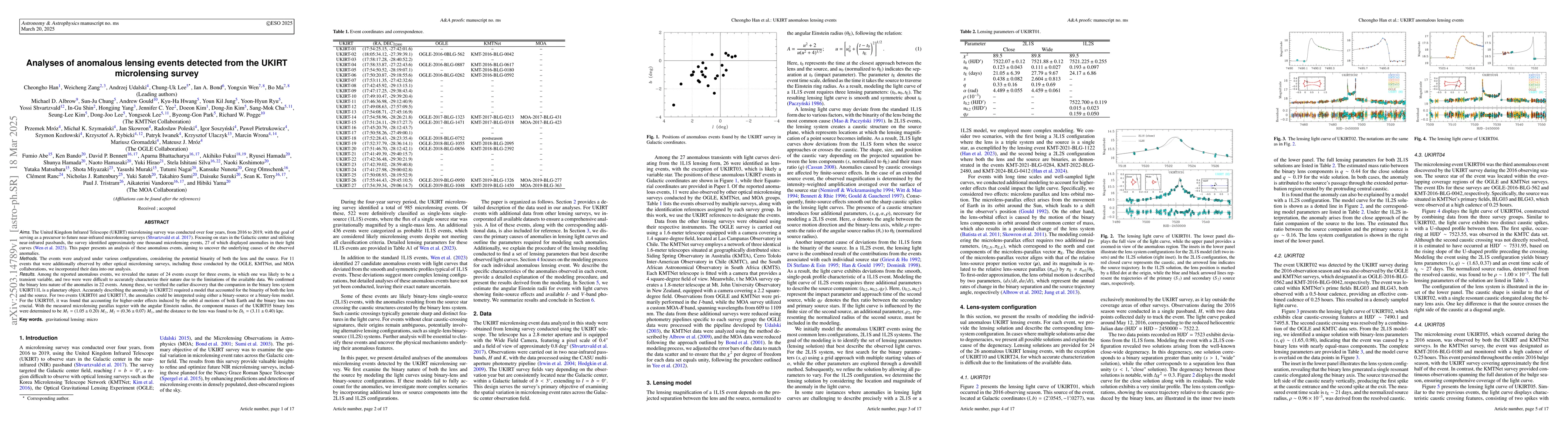 Thumbnail for Analyses of anomalous lensing events detected from the UKIRT
  microlensing survey