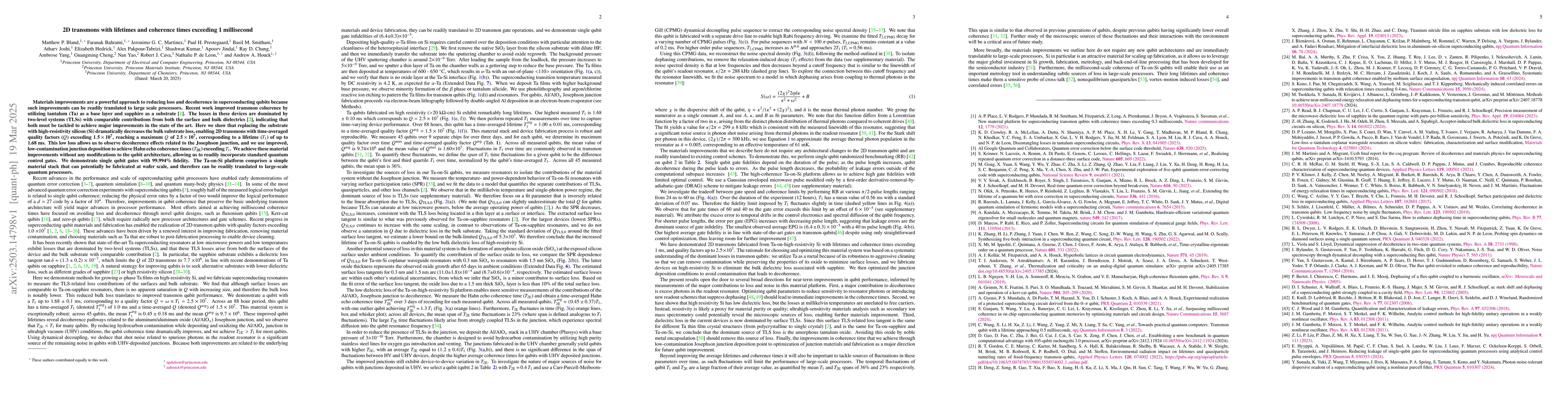 Thumbnail for 2D transmons with lifetimes and coherence times exceeding 1 millisecond