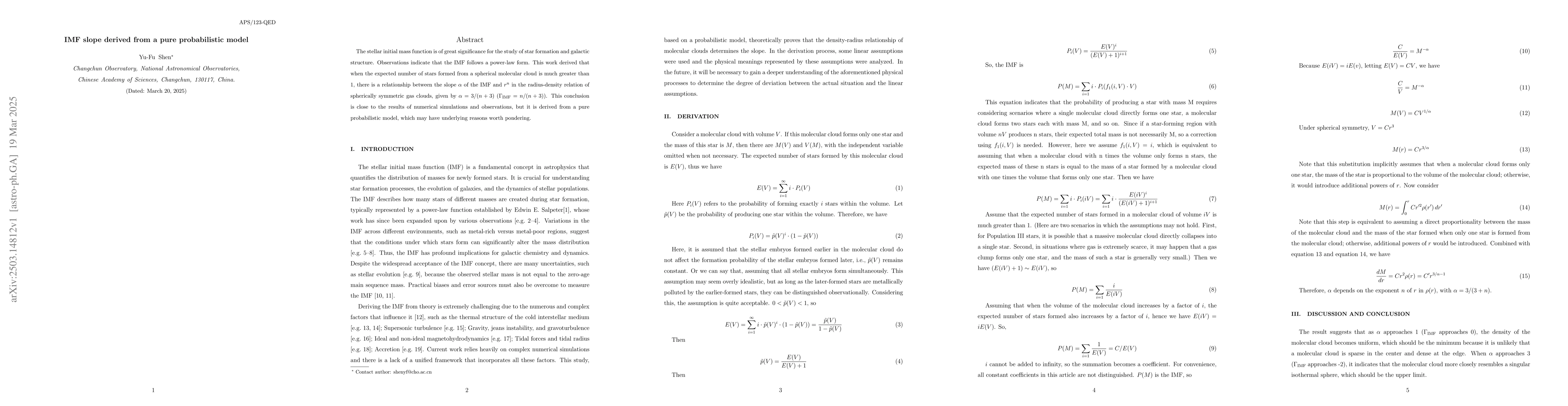Thumbnail for IMF slope derived from a pure probabilistic model