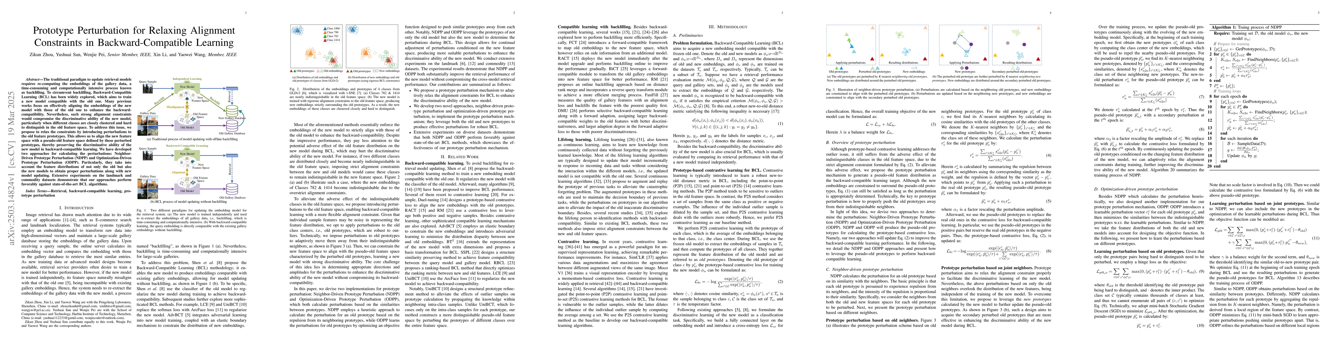 Thumbnail for Prototype Perturbation for Relaxing Alignment Constraints in
  Backward-Compatible Learning